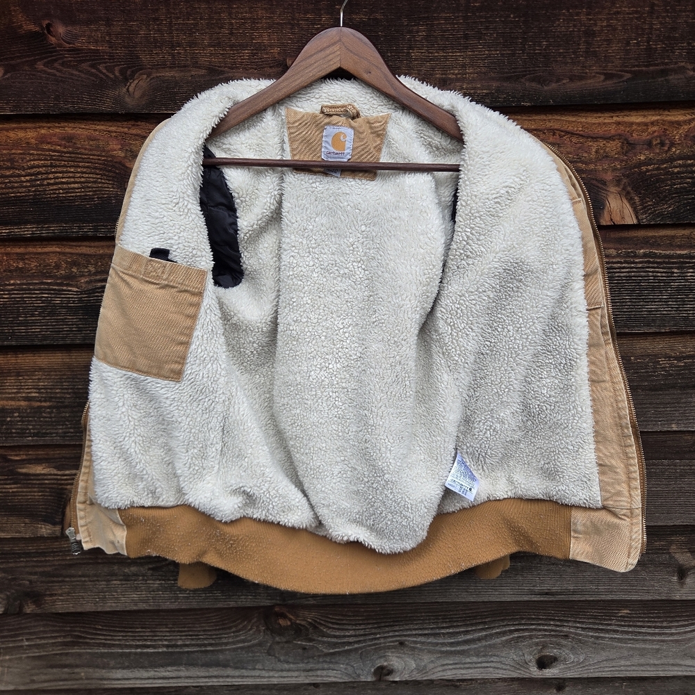 Carhartt Tan Corduroy Bomber Jacket with Sherpa Collar - Picture 7 of 7